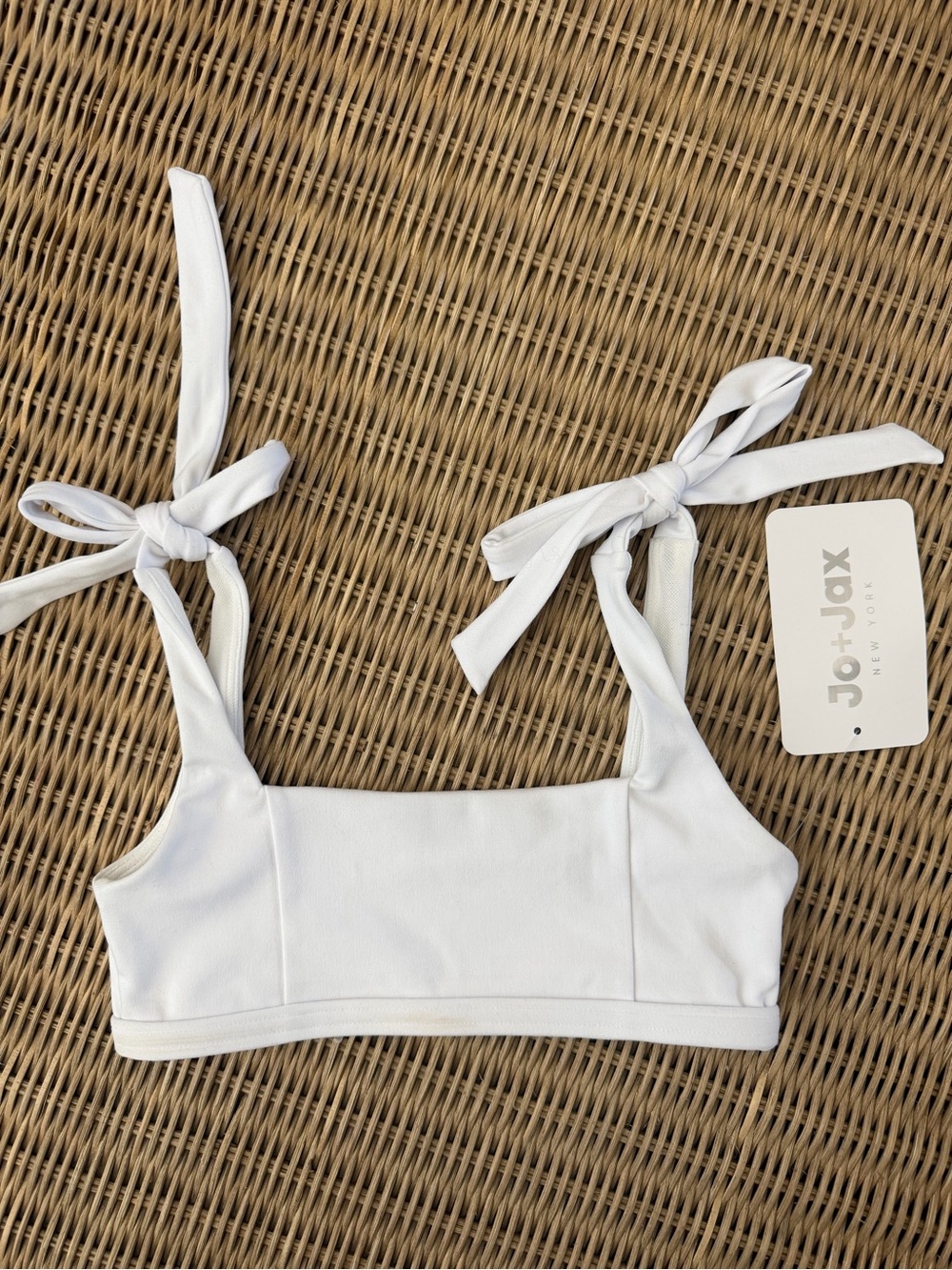 Jo + Jax White Tie-Shoulder Crop Top